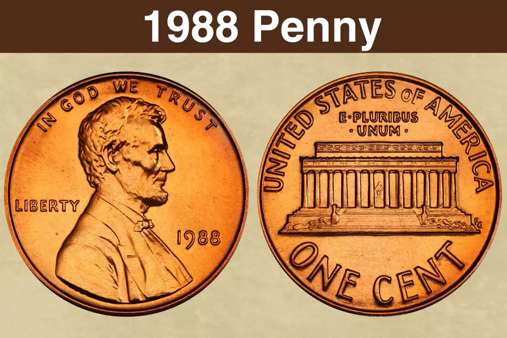 1988 Lincoln Memorial penny obverse and reverse, high-grade uncirculated example